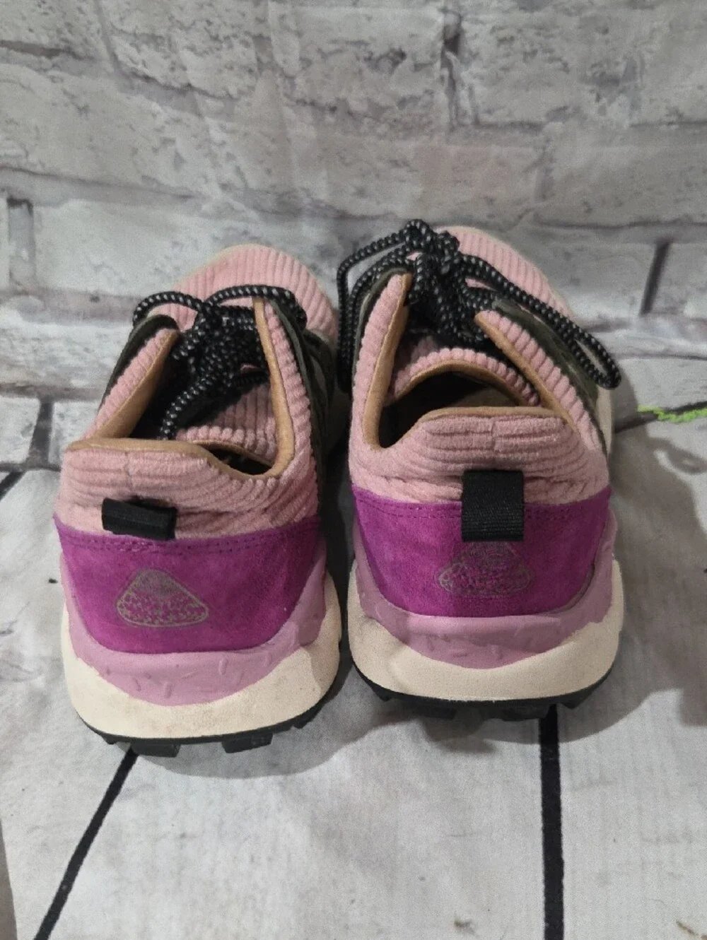 Flower Mountain Corax Sneakers in Pink and Green.